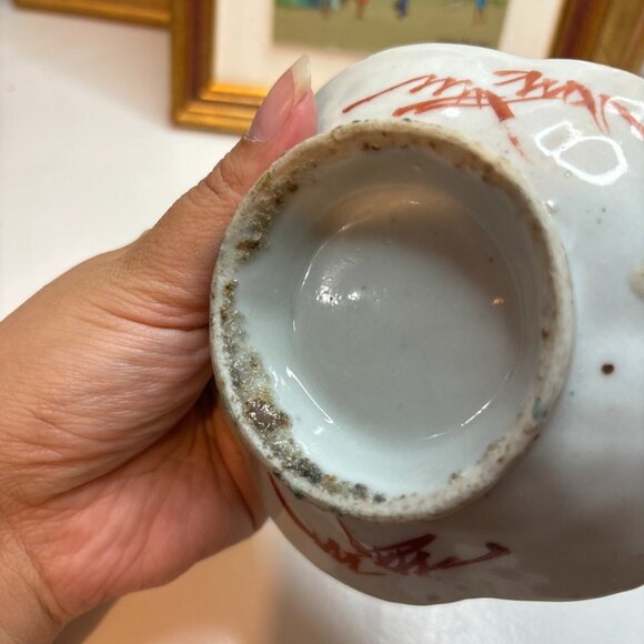 Antique Chinese Footed Dish w/ Flowers Bird Unmarked Sold As Is About 4.5” Width - Picture 13 of 15